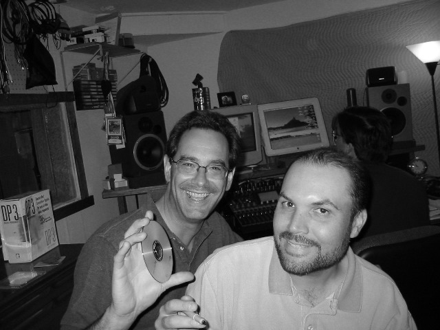 Hooray!  The finished single!  (Or, we're just happy to be holding up a blank CD!)